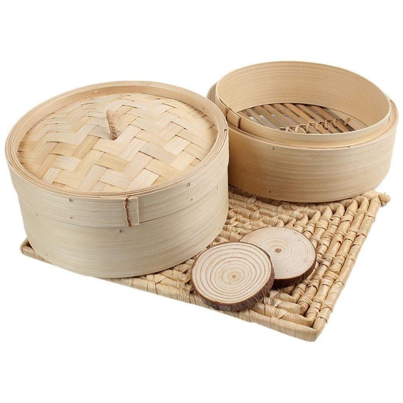 뚜껑이 달린 대나무 스티머 2 단 딤섬 바구니, 쌀 파 - Steamer Bamboo Set 리뷰 및 가격