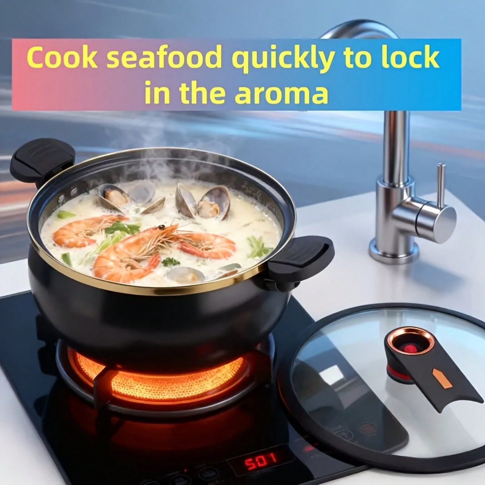 1개 대형 8.45QT 논스틱 스튜 냄비, 트위스트 락 - Home Cooking Fast Foods 리뷰 및 가격